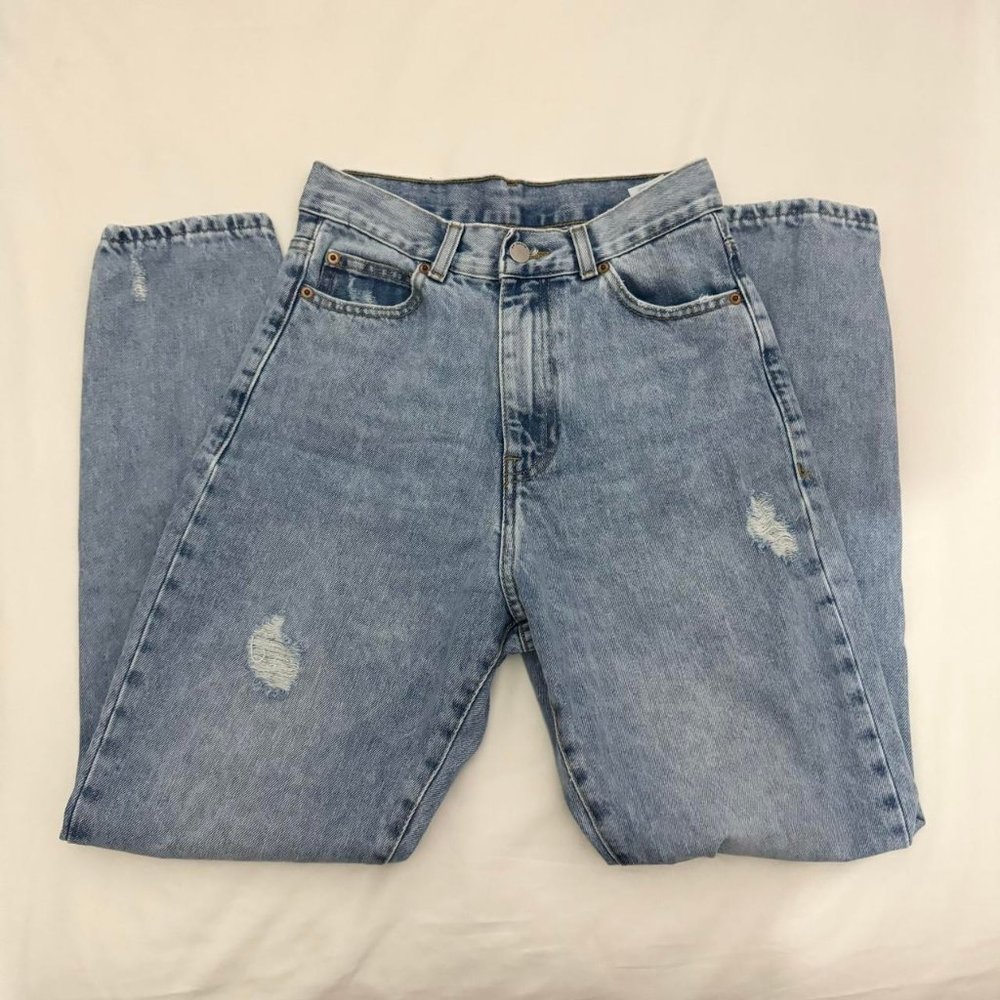 Dr. Denim Nora Straight Destiny Blue Ripped Butterfly Embroidery Jeans